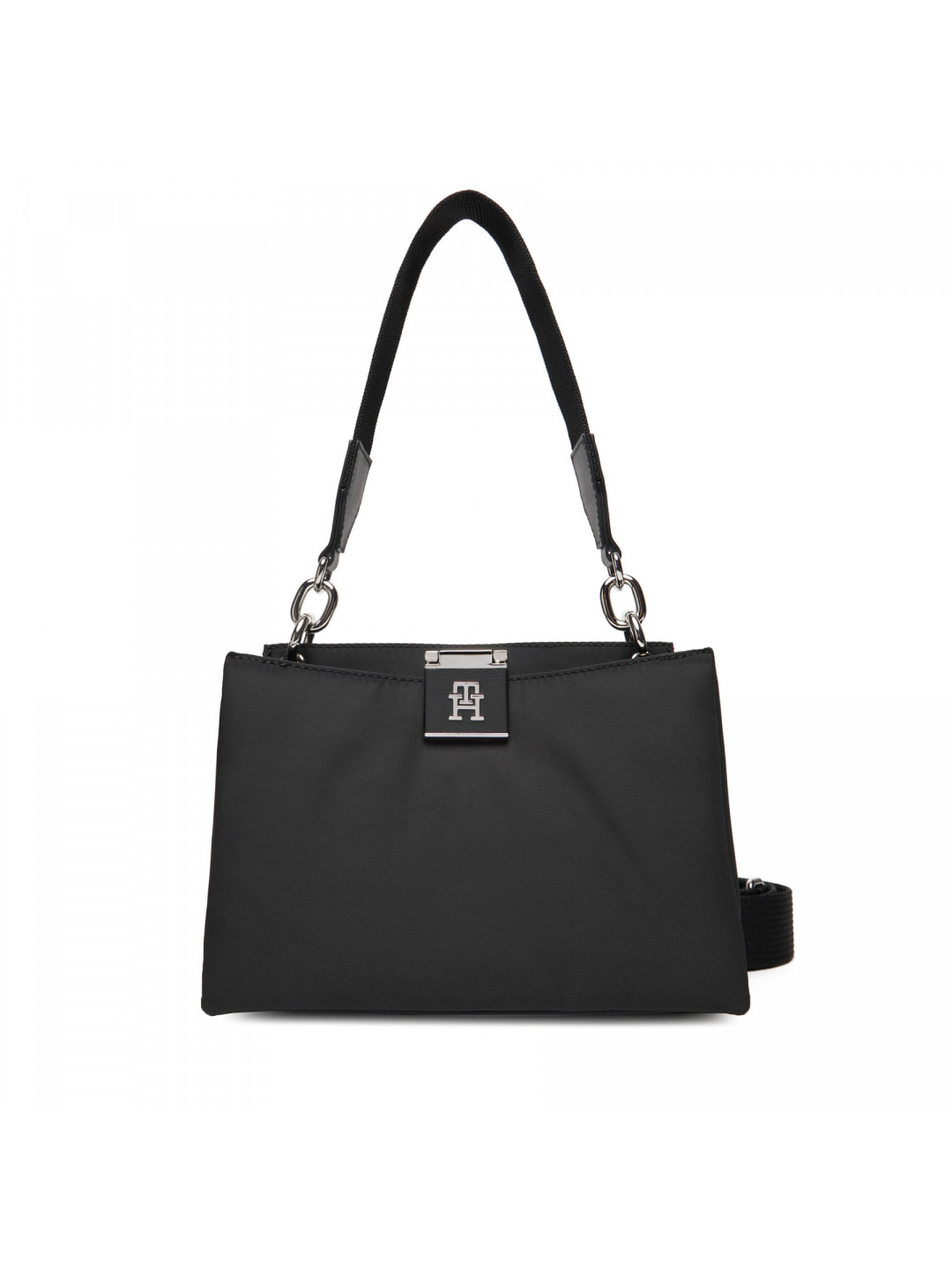 Kabelka Tommy Hilfiger Th Her Med Satchel Nylon Sv AW0AW18200 Černá